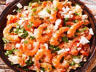Рецепта Гръцки скариди саганаки с домати, узо и сирене фета
